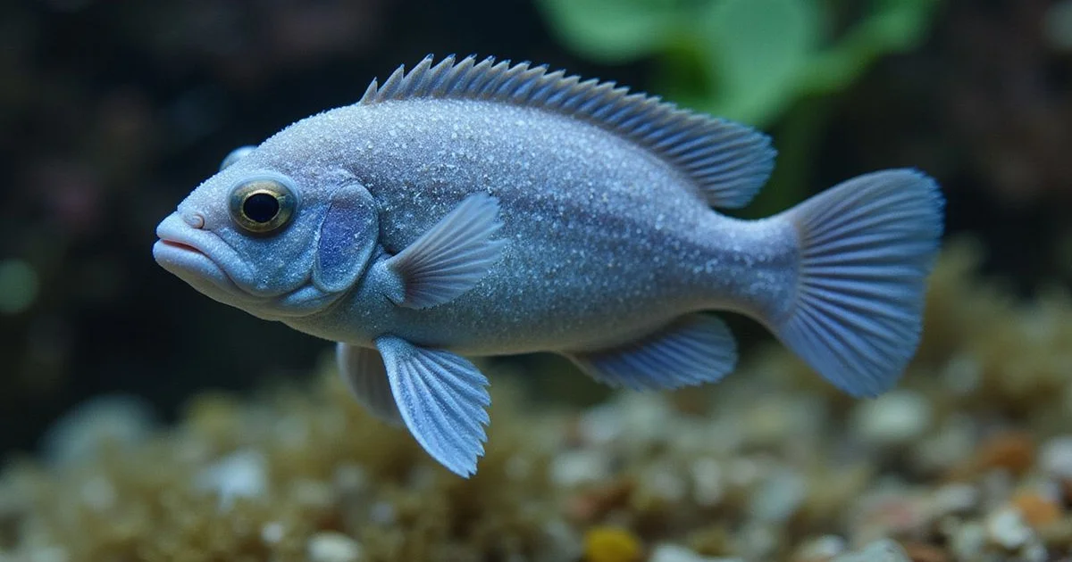 Close-up of a marine fish with early-stage marine ich showing white spots